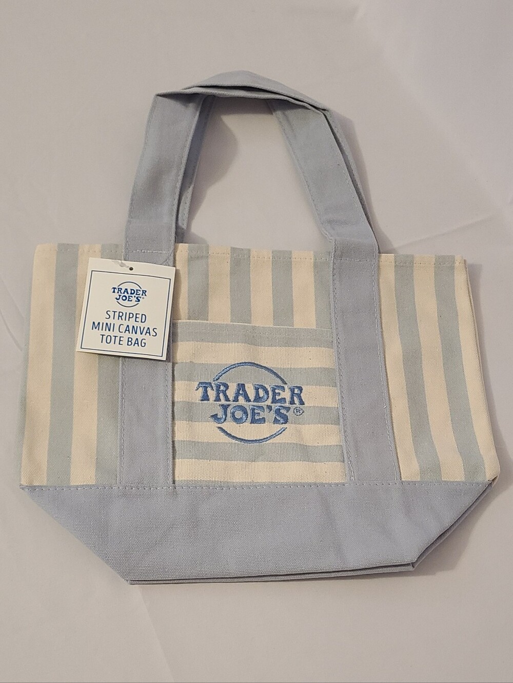 Trader Joe's Blue Striped Mini Canvas Tote Bag